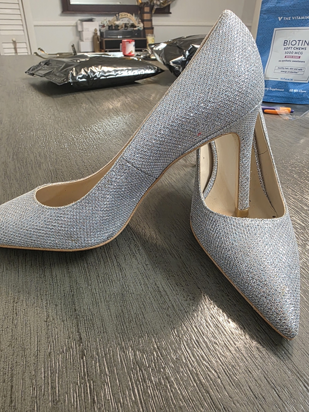Stuart Weitzman Silver Sparkle Pointed-Toe Stiletto Pumps